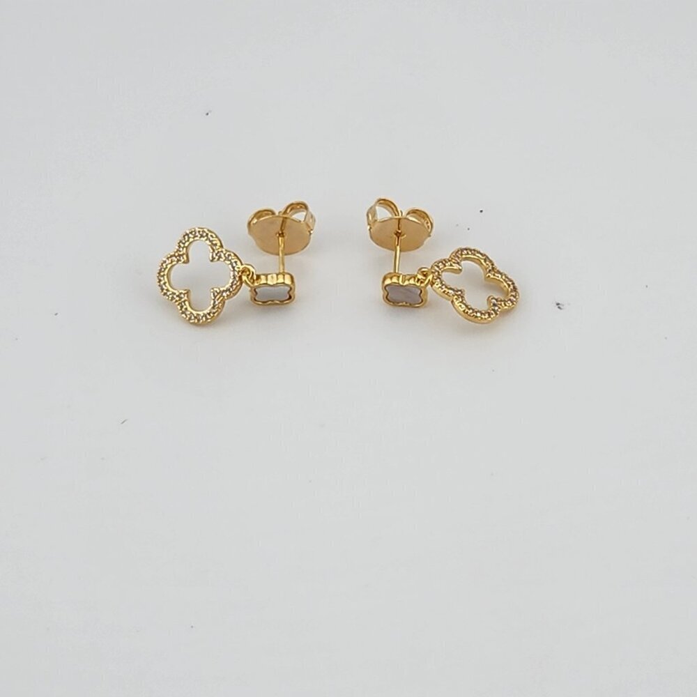 Brand New Brazilian 18k Gold Filled Double Clover Earrings - Picture 3 of 9